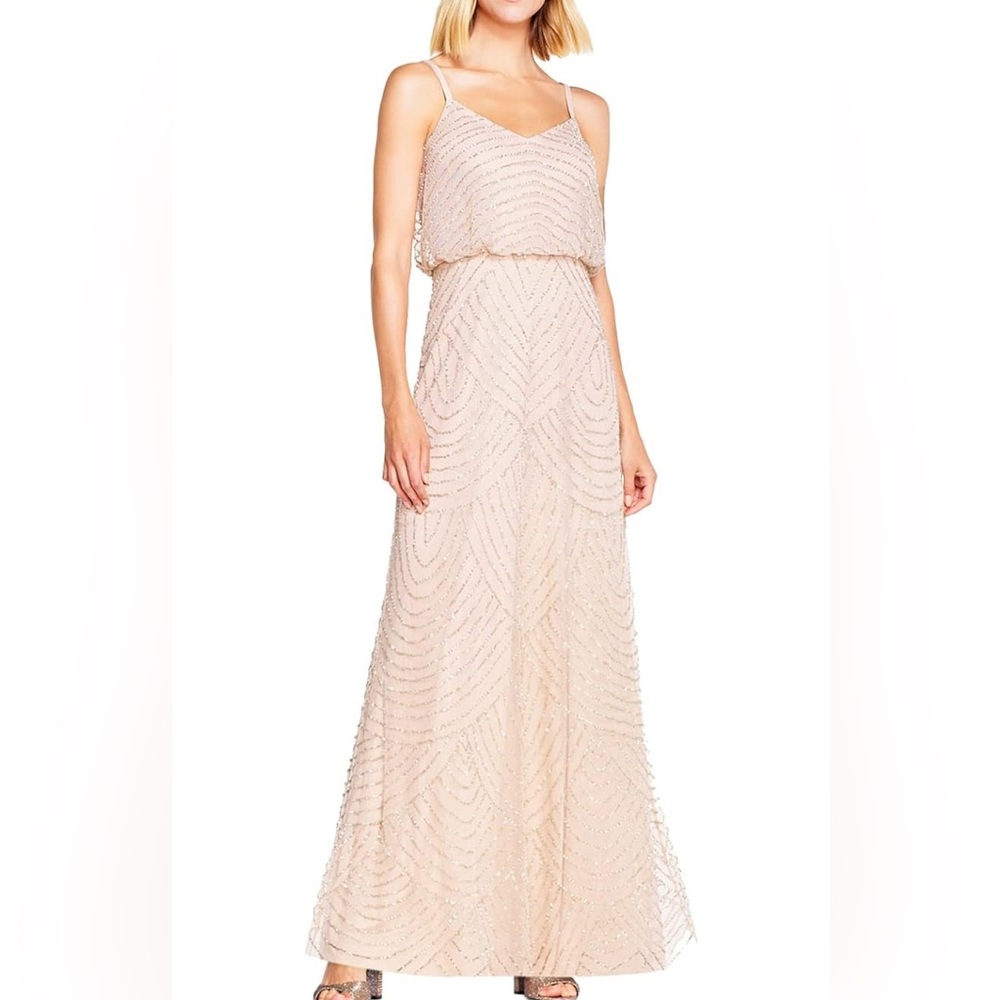Adrianna Papell Women's Long Beaded Blouson Gown